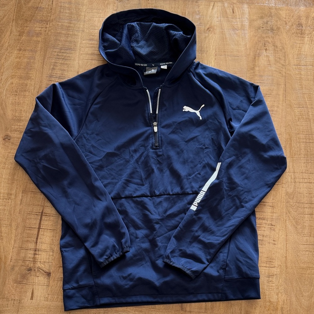 Puma Men's Dark Blue Hooded Windbreaker